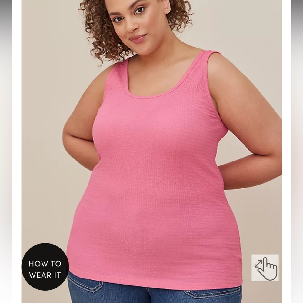 KNIT SMOCKED DOUBLE SCOOP NECK TANK